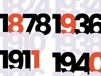 Graphic showing a number of years, including 1878, in black, red and grey 